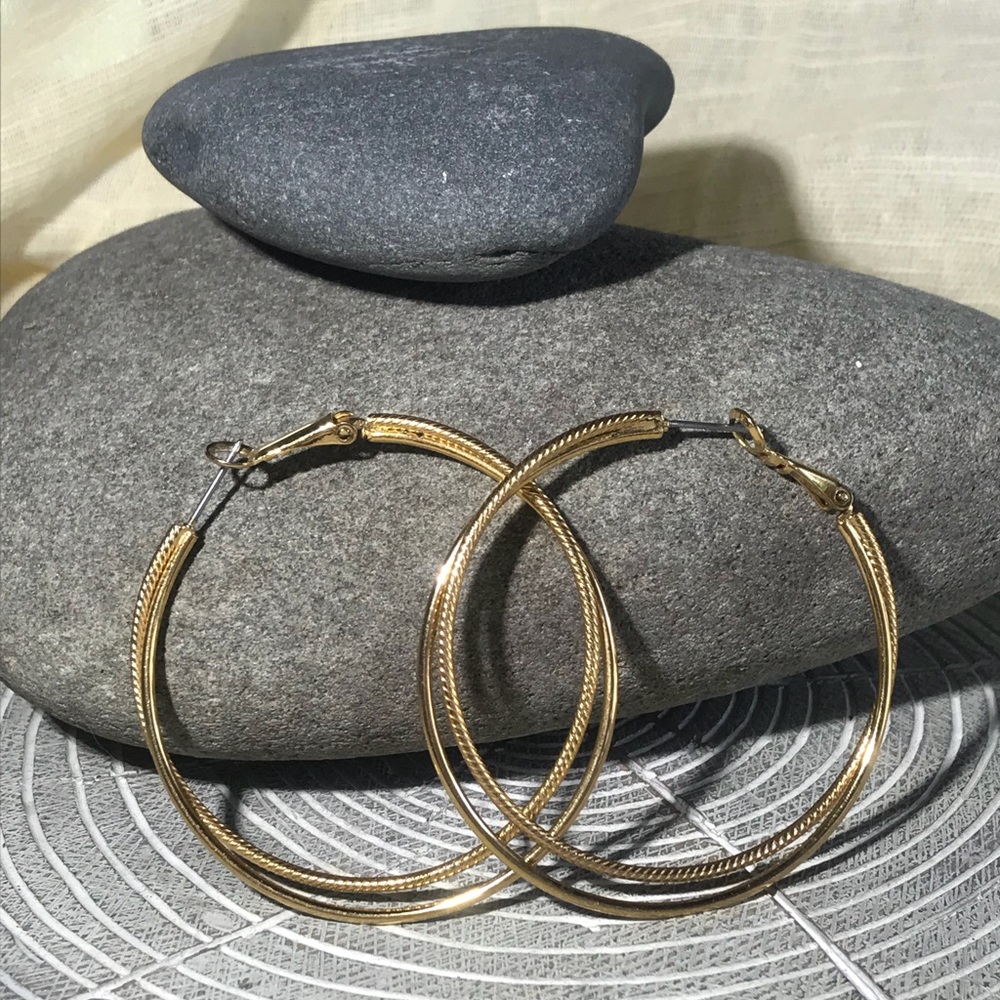 Lia Sophia bright gold shiny hoops